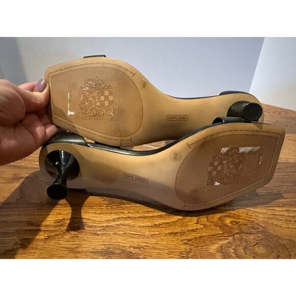 Vince Camuto Vinkely Square Toe Kitten Heel Sandal Black Size 9 NWOB - Picture 7 of 11